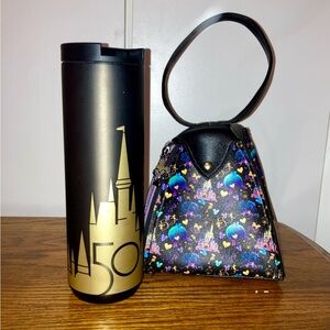 Disney 50th Anniversary Bundle - Mini Purse & Starbucks Metal Tumbler